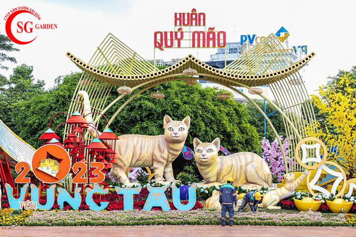 Mô hình mèo trang trí tiểu cảnh Tết Xuân Quý Mão 2023