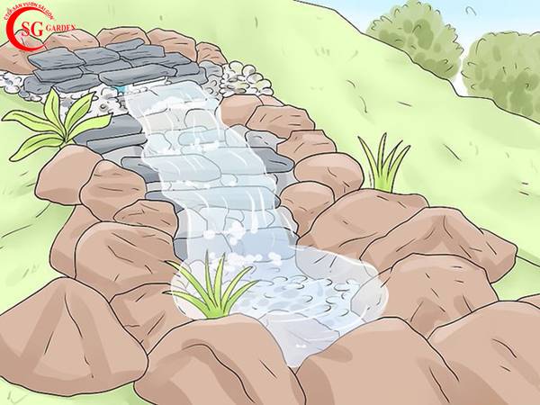 cách làm tiểu cảnh thác nước sân vườn đẹp 10