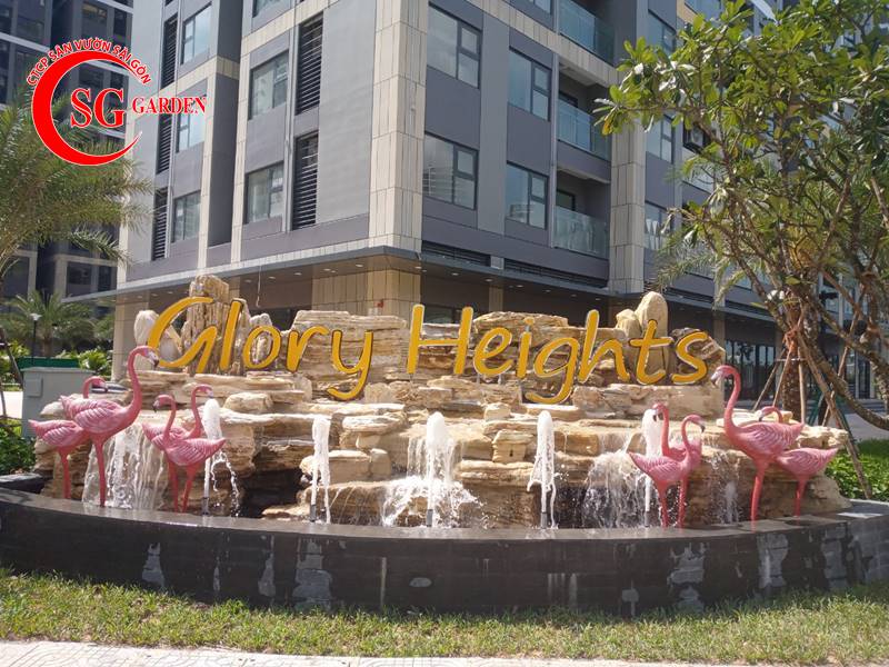 Thi công hòn non bộ thác nước đá cổ thạch Glory Height Vinhome Grand Park Q9